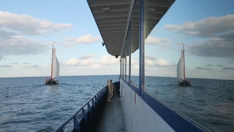 a boat passing by on the waddensea in the netherlands