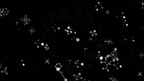 Animation-Molekularer-Strukturen,-Die-Sich-Auf-Schwarzem-Hintergrund-Bewegen