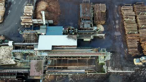 germany's lumber industry in motion: an aerial view of a sawmill processing long logs