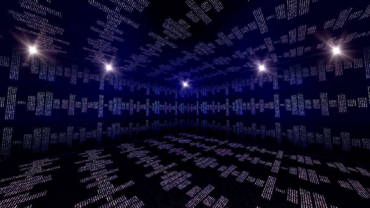 muziek golven kamer, radio, lichten gloeilampen animatie, rendering, achtergrond, lus