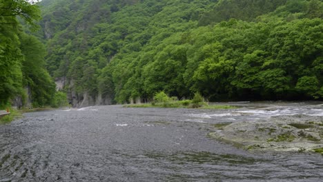 fukiware waterfalls in gunma, japan. slow panning shot