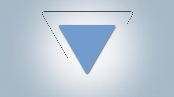 Blue triangle with lines on white gradient