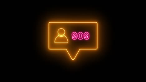 social media follower count notification with number 258 in neon style