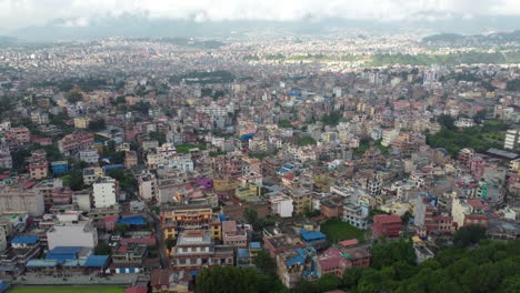 aerial rising shot of kathmandu, the capital city of nepal