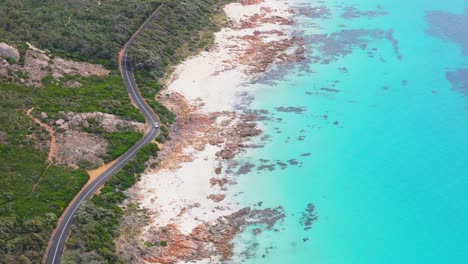 car driving around scenic road in dunsborough, western australia