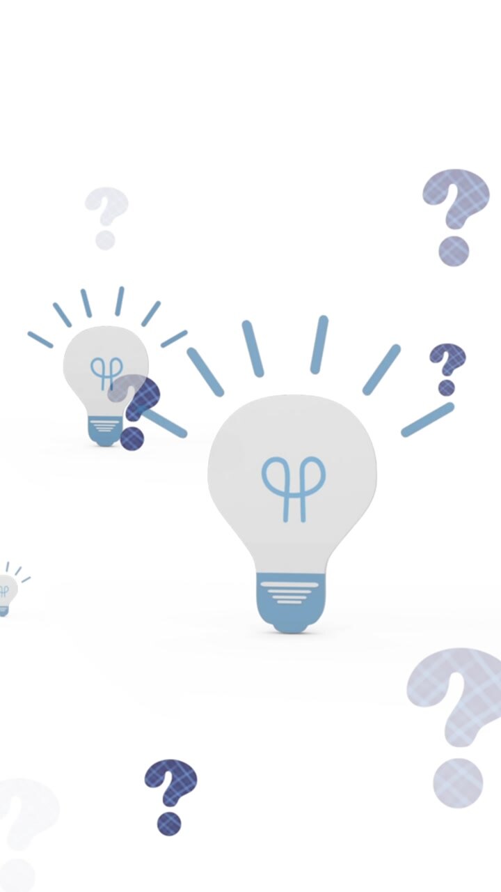 Animation of lightbulb icons over question marks on white background