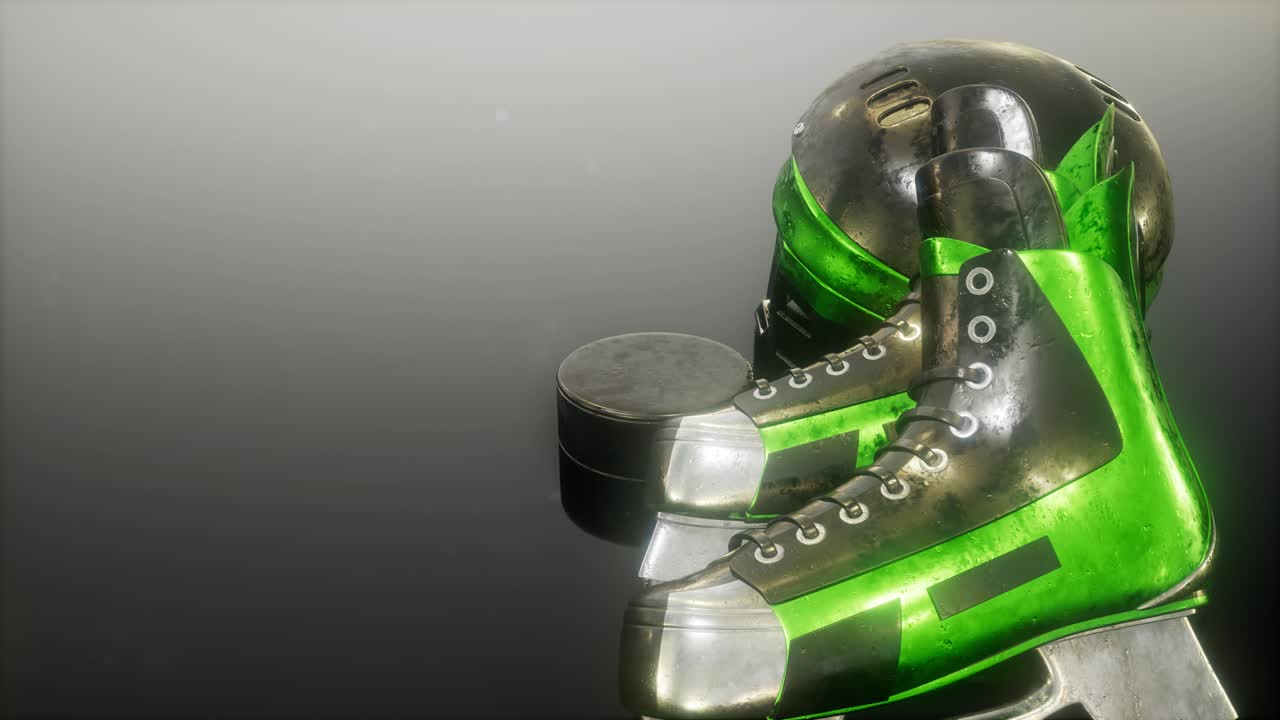 equipo de hockey de bucle en la oscuridad