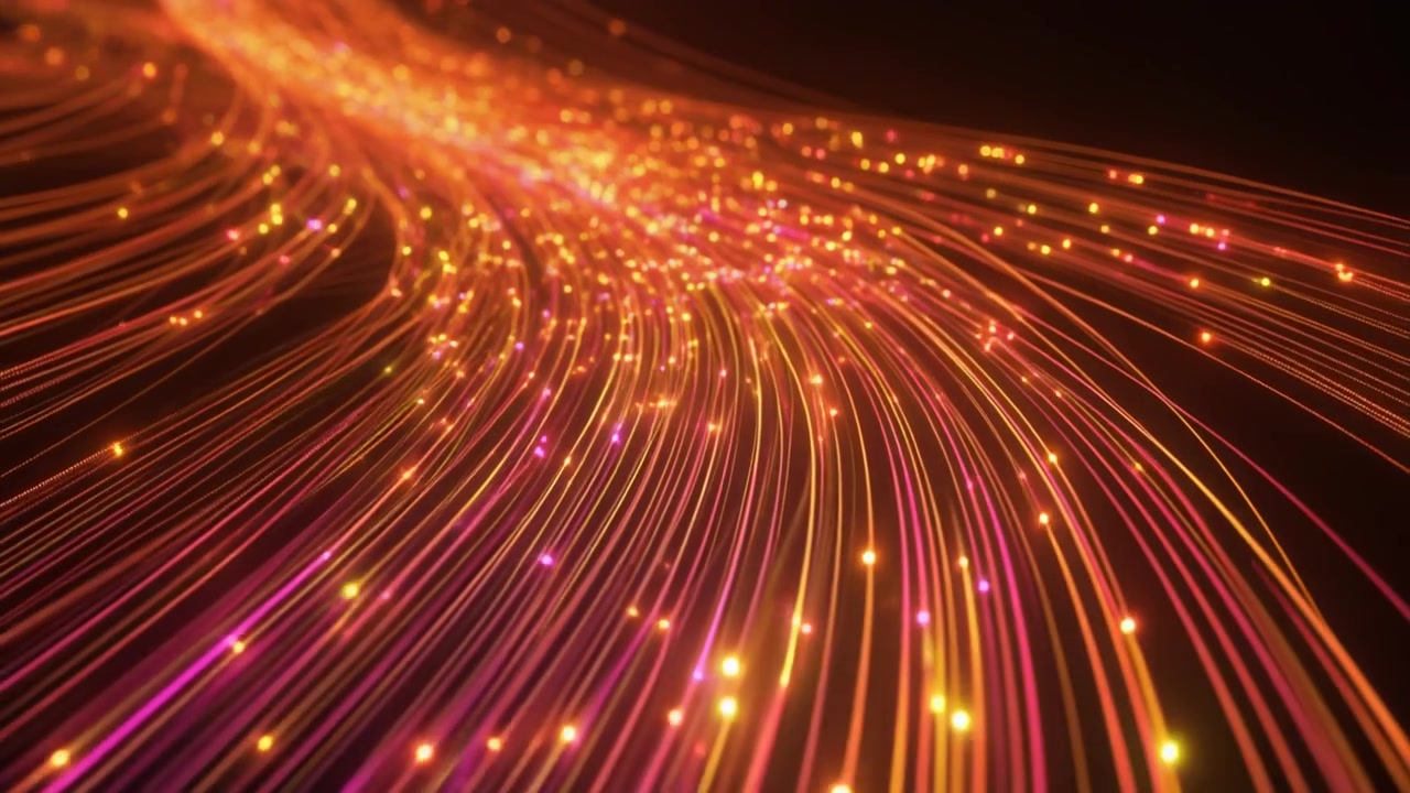 Abstrakt strøm af glødende fiberoptiske datalinjer