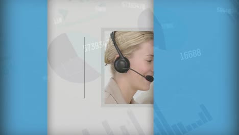 animación del procesamiento de datos sobre diversas personas de negocios en la oficina