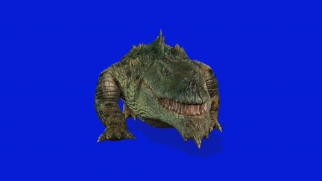 crocodille walk, front view seamless loop, blue screen chromakey