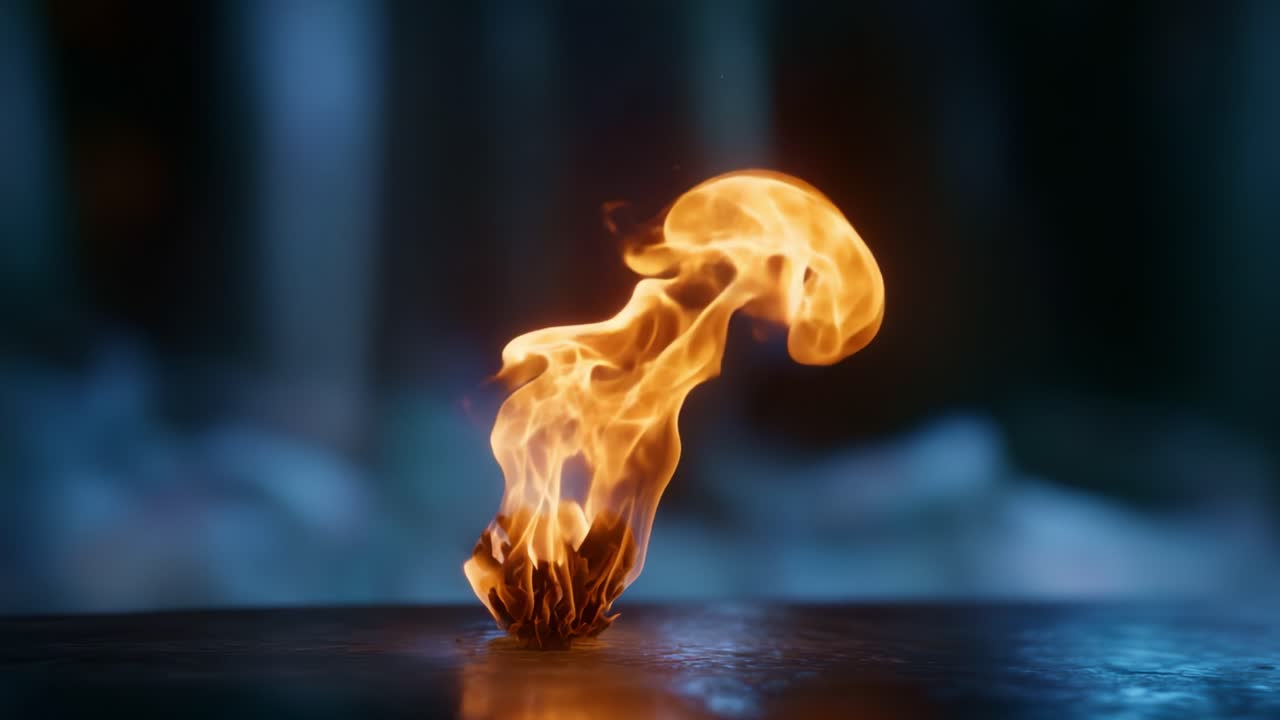 Captivating Flames: A Visual Representation of Fire's Dynamic Movement and Ethereal Beauty in a Darkened Environment, Evoking a Sense of Warmth and Energy