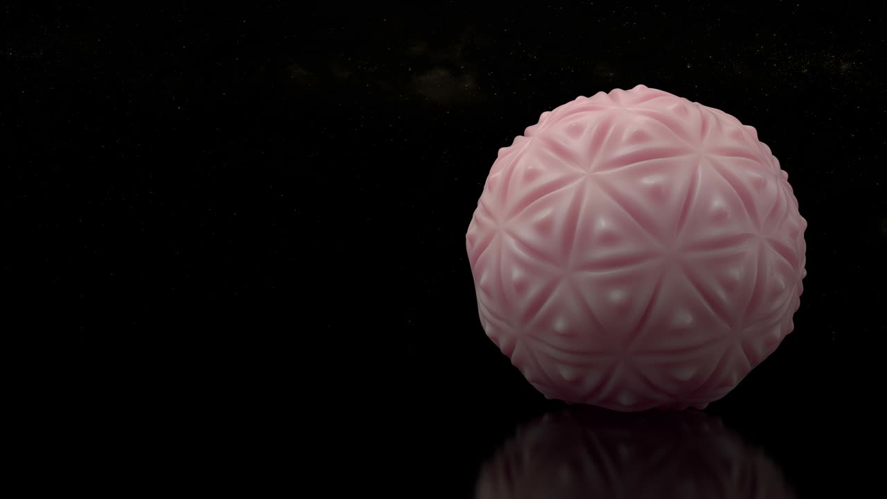 diseño en bucle 3d de bolas elásticas geométricas futuristas en el fondo del universo. vista panorámica de esferas de goma rodantes.