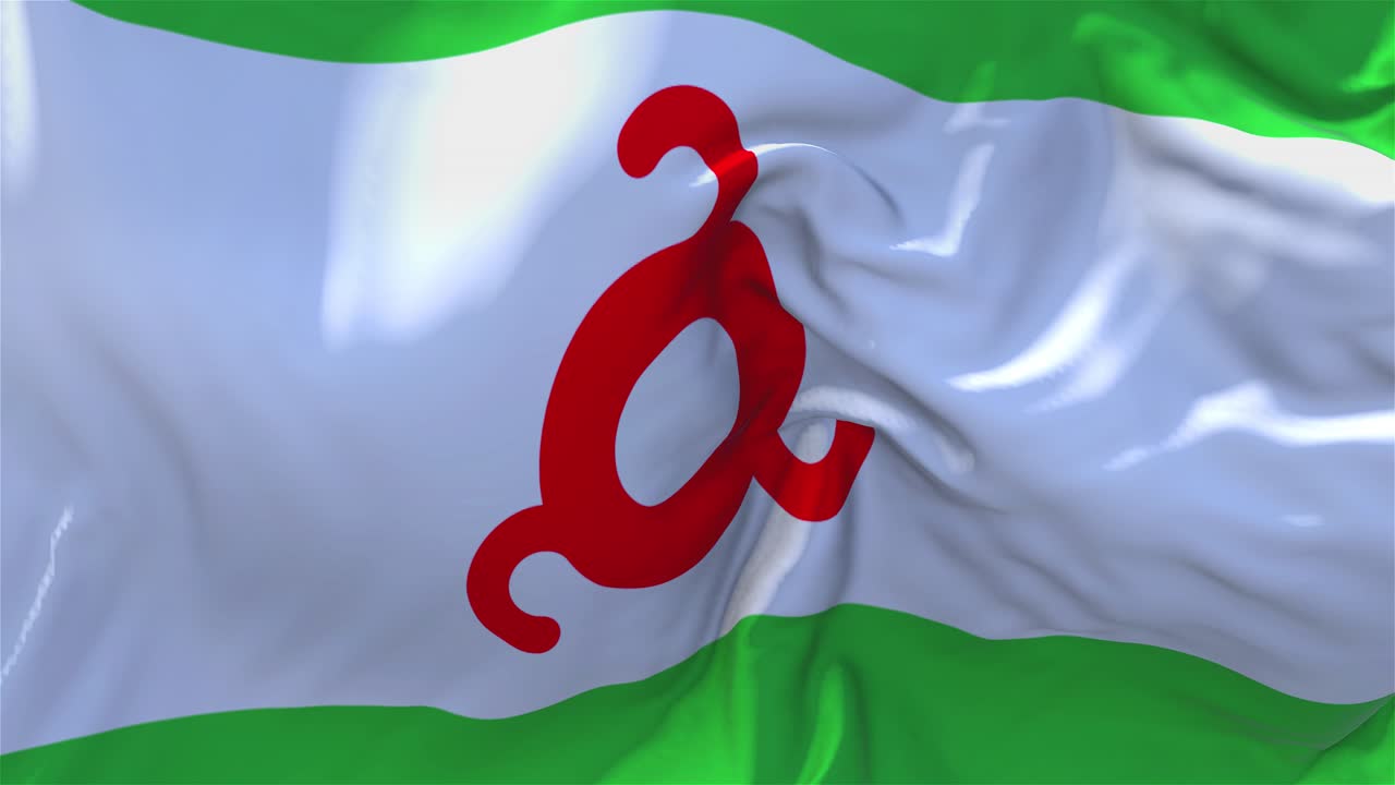 122 ingushetia flag waving in wind slow motion animation 4k realistic fabric texture flag smooth