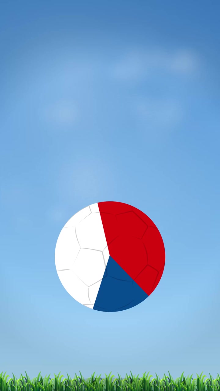 Balón de fútbol con patrón de la bandera de la República Checa rebotando en la hierba