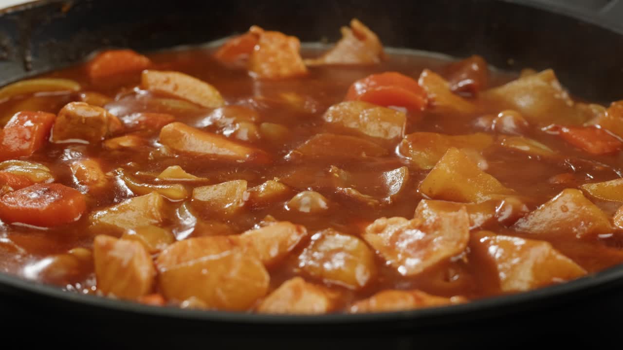 Japanese curry rice with fry pork Tonkatsu, Katsu Kare, Japanese breaded cooking dinner in restaurant, close up macro of asian food
