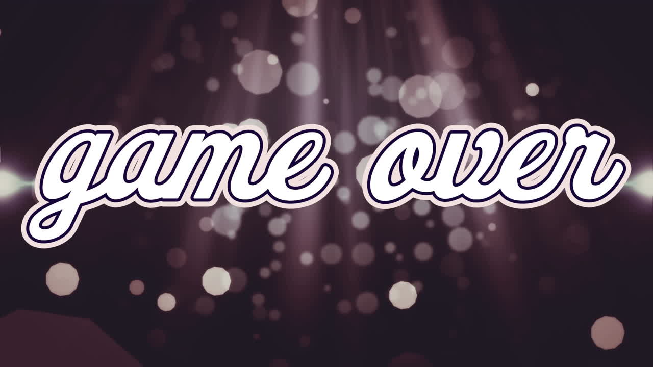 보라색 바탕에 여러 개의  ⁇ 색 반점 위에  ⁇ 색 텍스트 위에 게임의 애니메이션