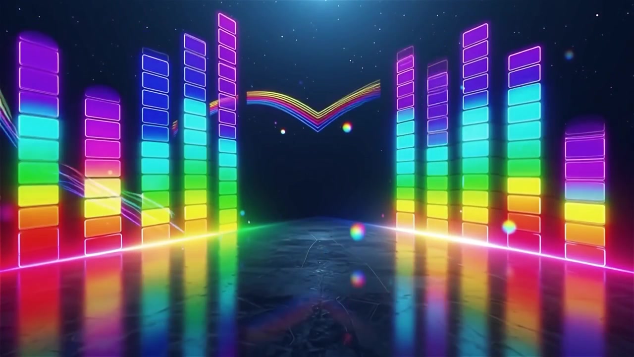 Futuristic Rainbow Neon Music Equalizer Visualizer Background