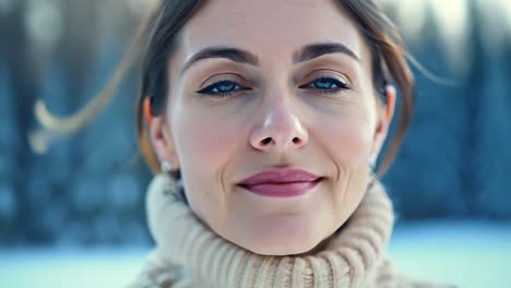 portrait of a woman in a winter forest