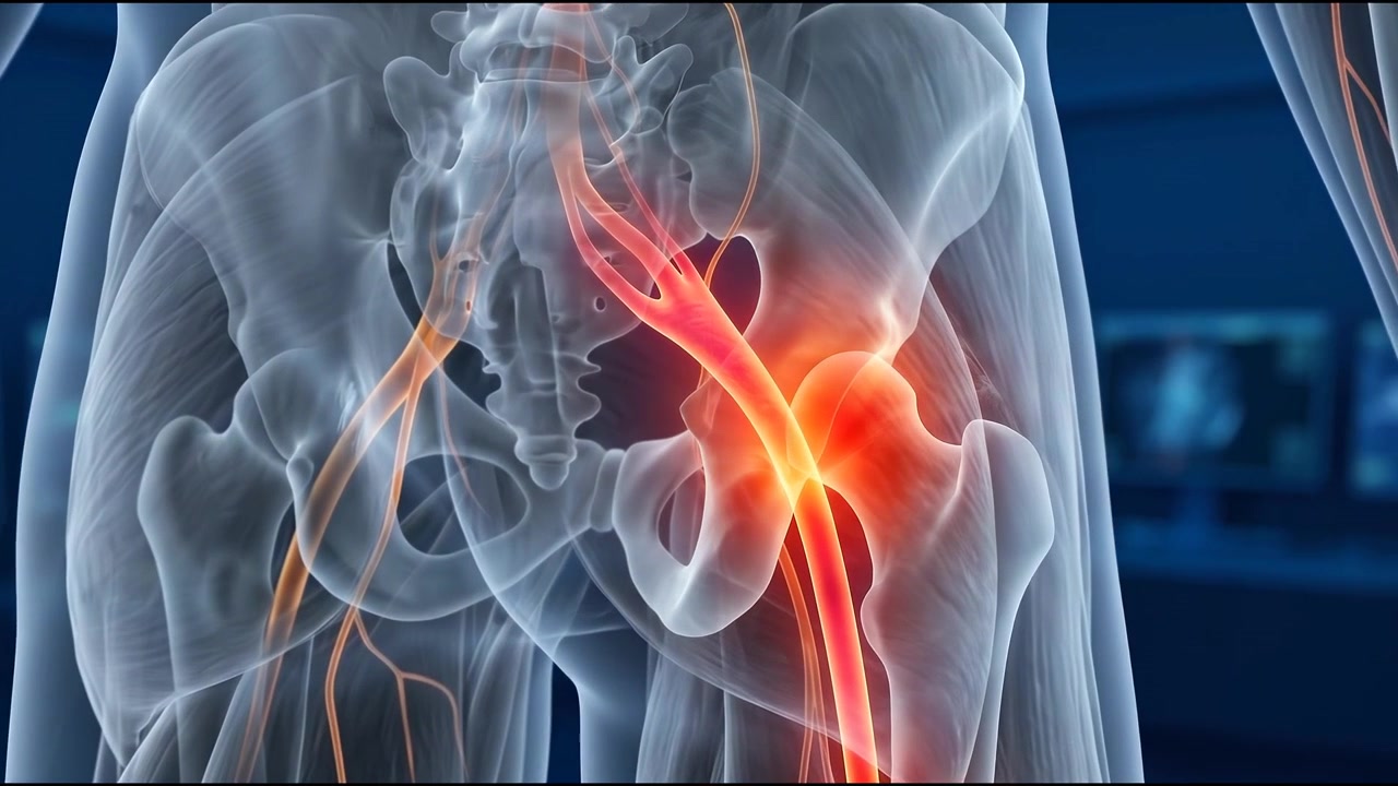 Animazione medica del dolore e dell'infiammazione dell'articolazione dell'anca