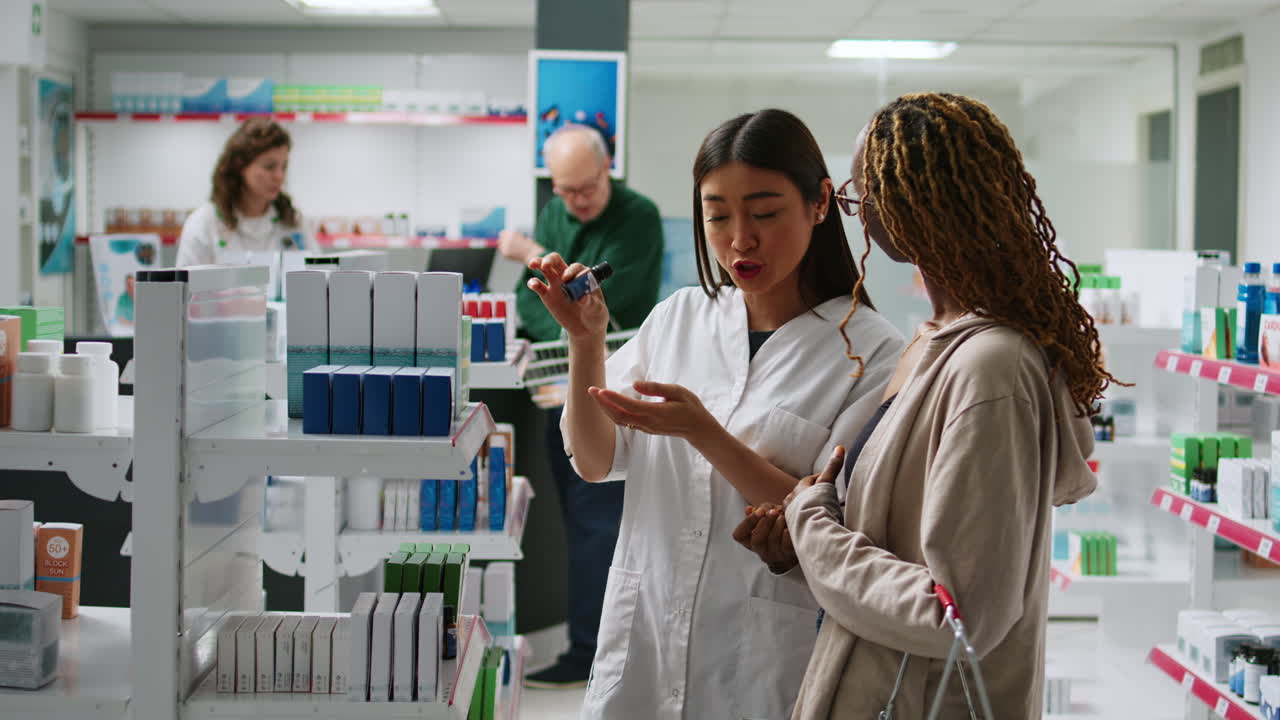 Pharmacist Assisting Customer in Pharmacy