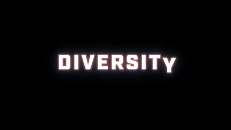 revelación de texto de 4k de la palabra "diversidad" en un fondo negro
