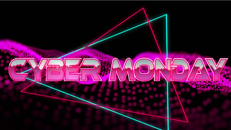 animación del texto de cyber monday sobre la onda en movimiento