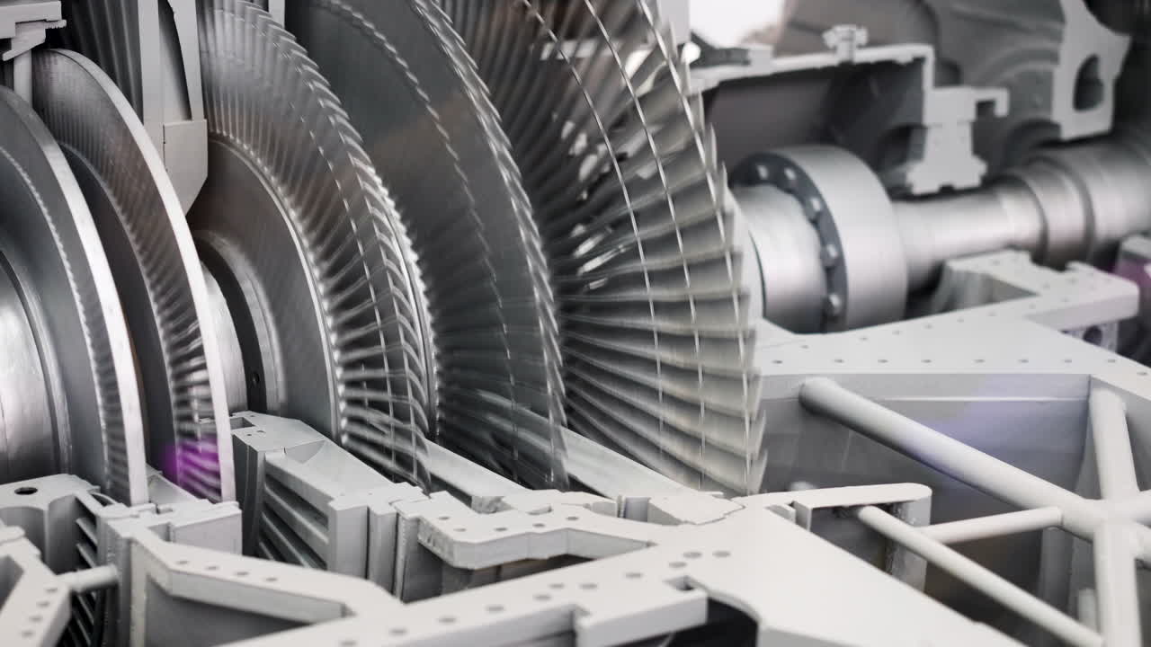 터빈 엔진 부품의 클로즈업 뷰