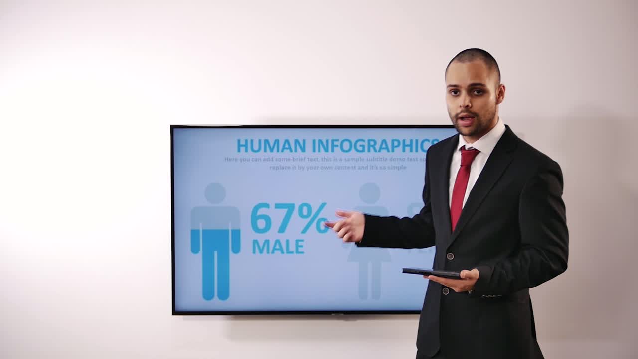 Confident and charismatic young men holds business presentation