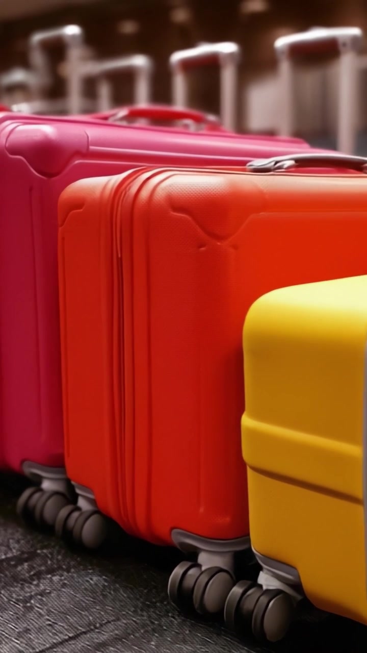 Una vibrante colección de equipaje colorido que muestra opciones de viaje elegantes en un entorno moderno con diversas texturas y diseños, perfecta para cualquier travesía.