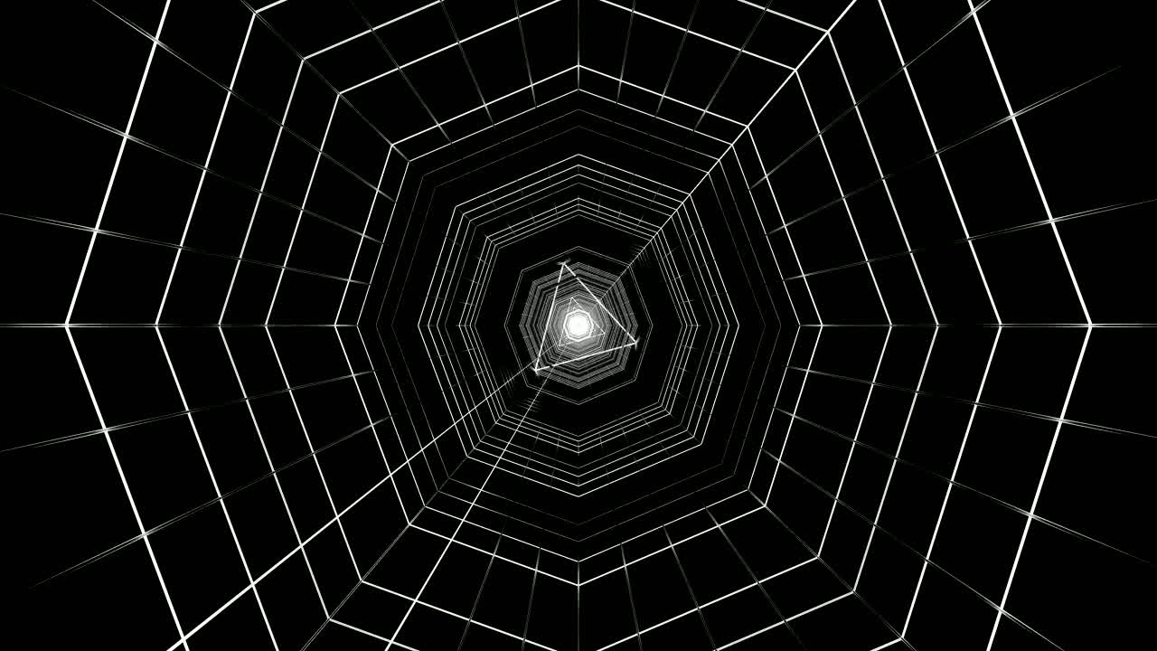 This tunnel video loop showcases intricate geometric designs with a captivating visual flow. The dynamic movement creates a mesmerizing screensaver effect at all times