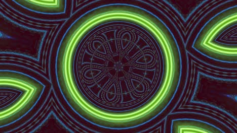 seamless loop of psychedelic green pulsing concentric circles in fractal kaleidoscope