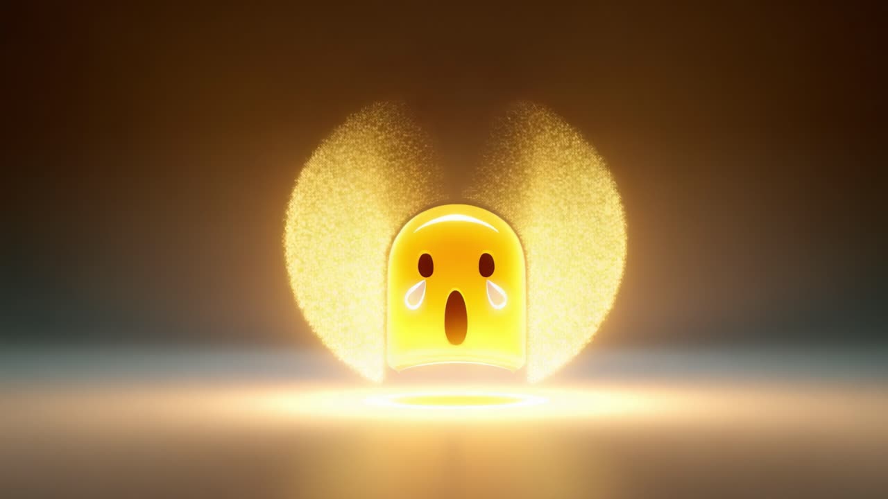 A whimsical and vibrant animated ghost character expressing sadness with tears, illuminated by sparkling golden light, floating in a dreamy ethereal environment, creating an enchanting visual experience