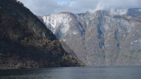 View-from-an-electrical-cruise-ship-on-Sognefjord,-Aurlandsfjord-Flam,-Norway