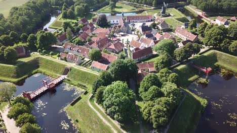 the vesting village of bourtange in the netherlands form a drone perspective