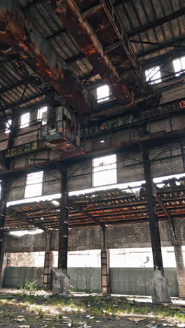 abandoned ruined industrial factory building, ruins and demolition concept vertical video