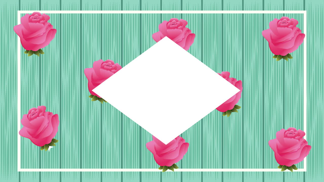 belle rose fiori giardino diamante cornice animazione