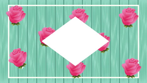 beautifull roses flowers garden diamond frame animation