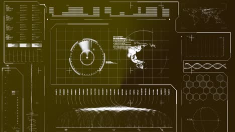 animación del procesamiento de datos en pantalla sobre fondo oscuro