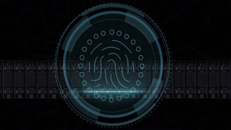 Animation-of-biometric-fingerprint-over-computer-servers