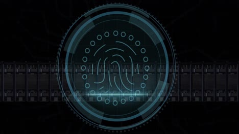 Animation of biometric fingerprint over computer servers