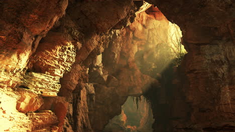 mysterious cave with light rays