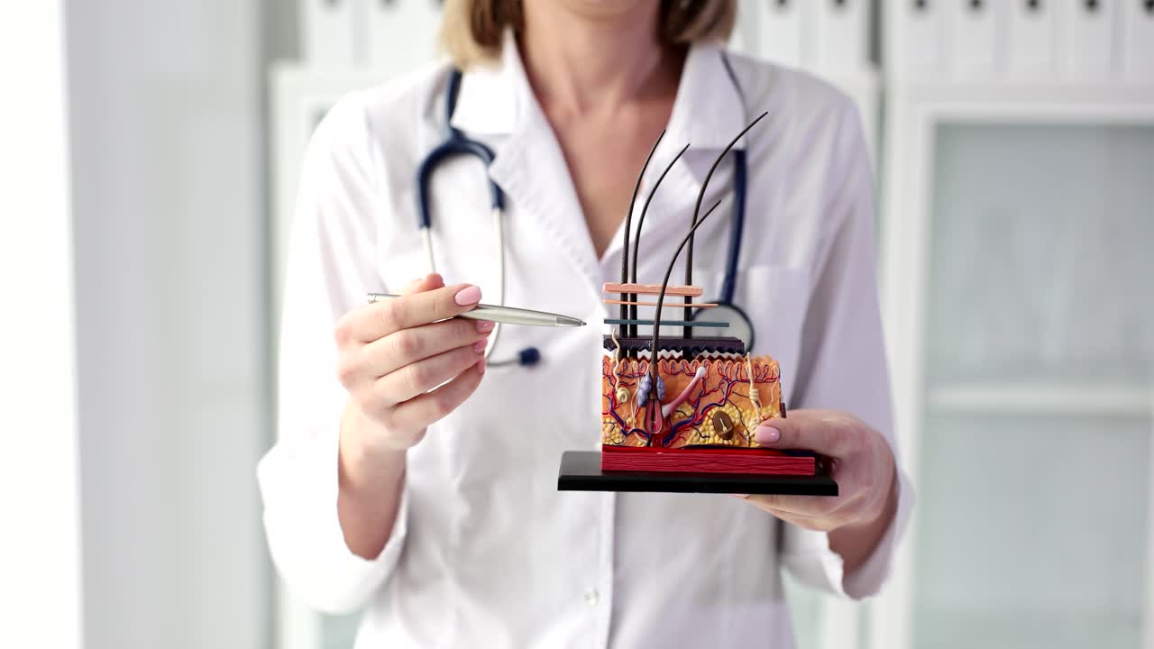 Dermatologist explaining skin anatomy