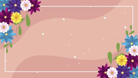 colorful spring flowers decoration frame animation