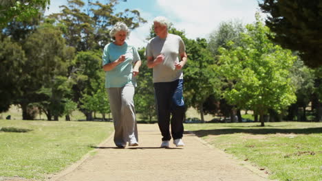 Smiling-mature-couple-jogging-together