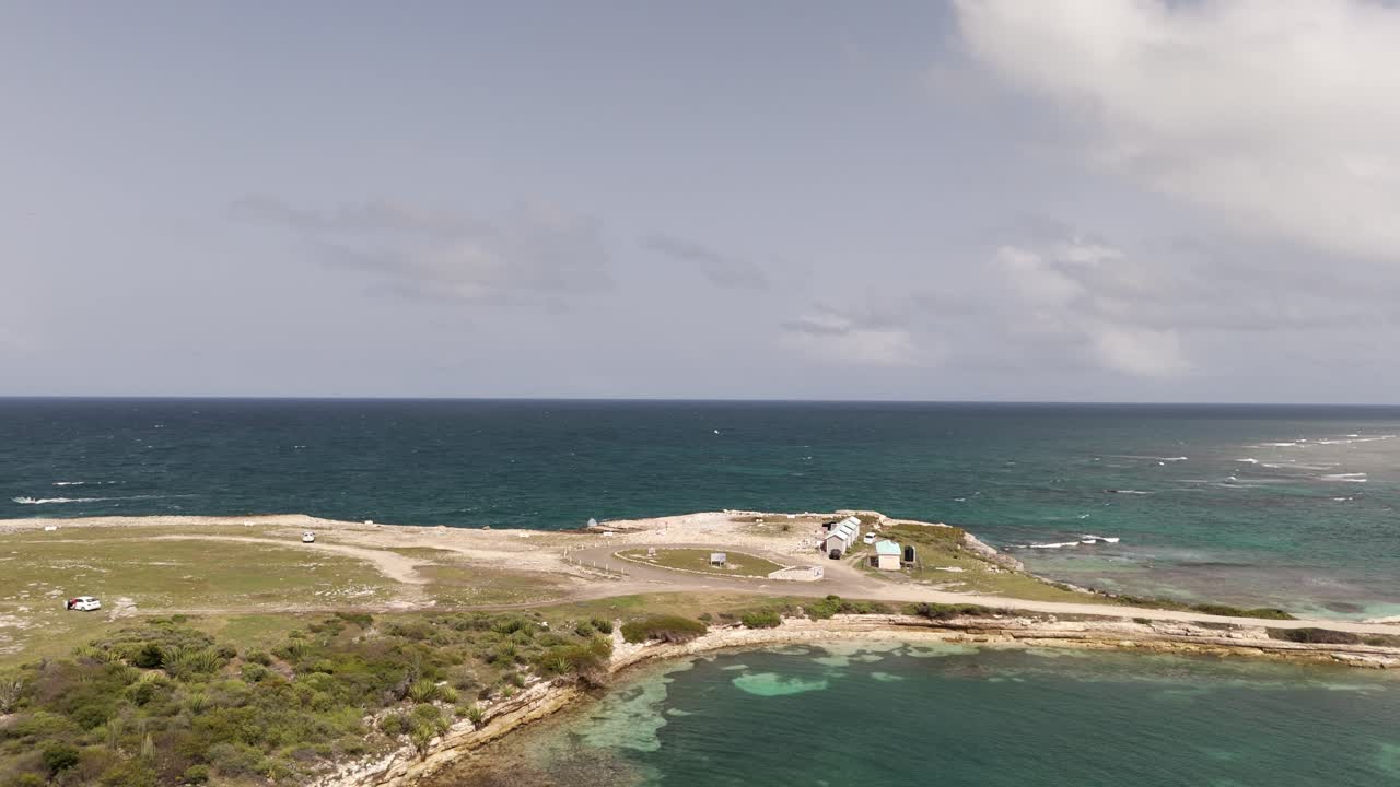 Panoramic Aerial View Of Devil's Bridge National Park In Antigua and Barbuda.