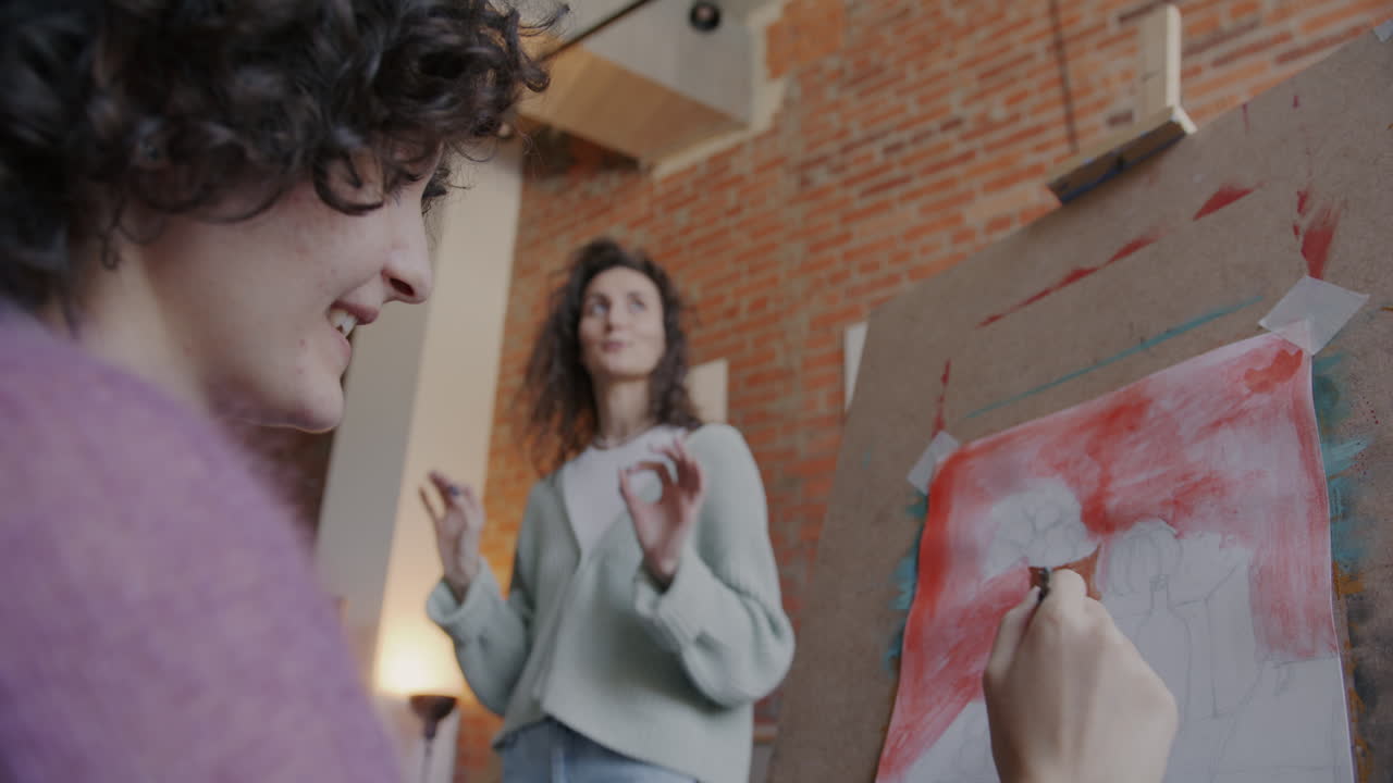 Women enjoying an art class