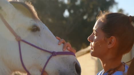 médico veterinario de pie con el caballo 4k