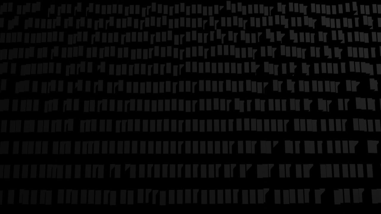 3d abstract geometric creative dark background with looping flowing animation, black columns rise and fall flashing multicolor neon light randomly. Cartoon style. Columns move up and down. VJ loop bg.