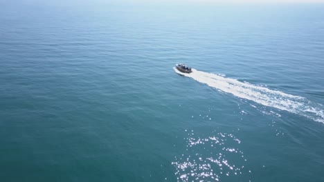 aerial view: boat out at sea