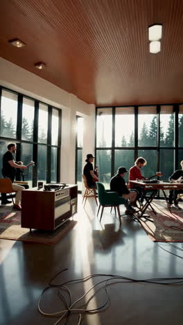 band rehearsal in a modern studio